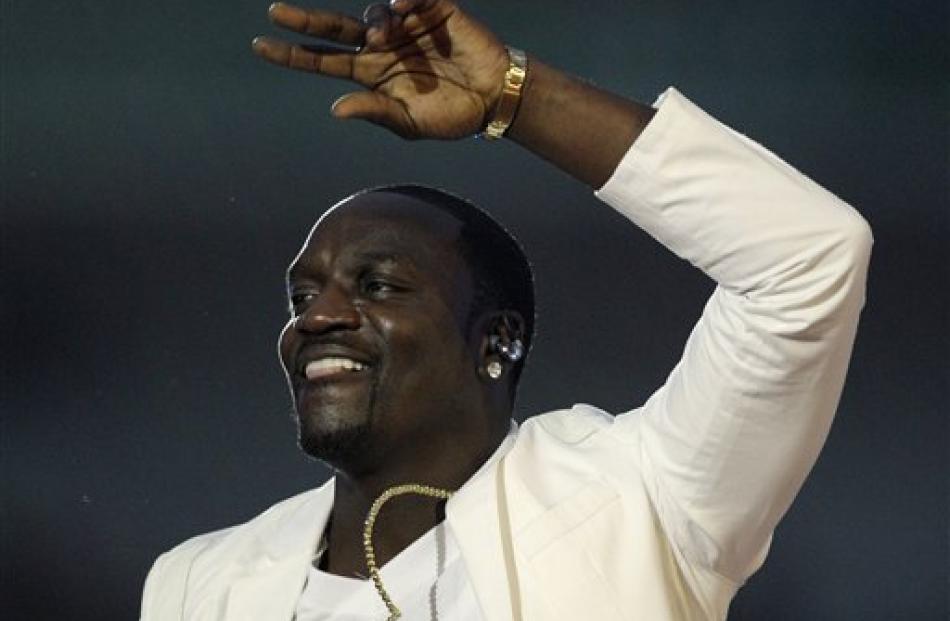 Akon performs ahead of the African Cup of Nations final football match between Ivory Coast and...