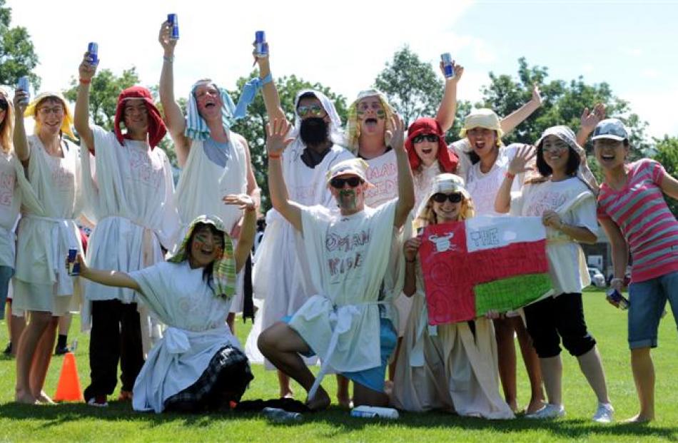 Members of the Omanian oncologists team celebrate Orientation events organised by the Otago...