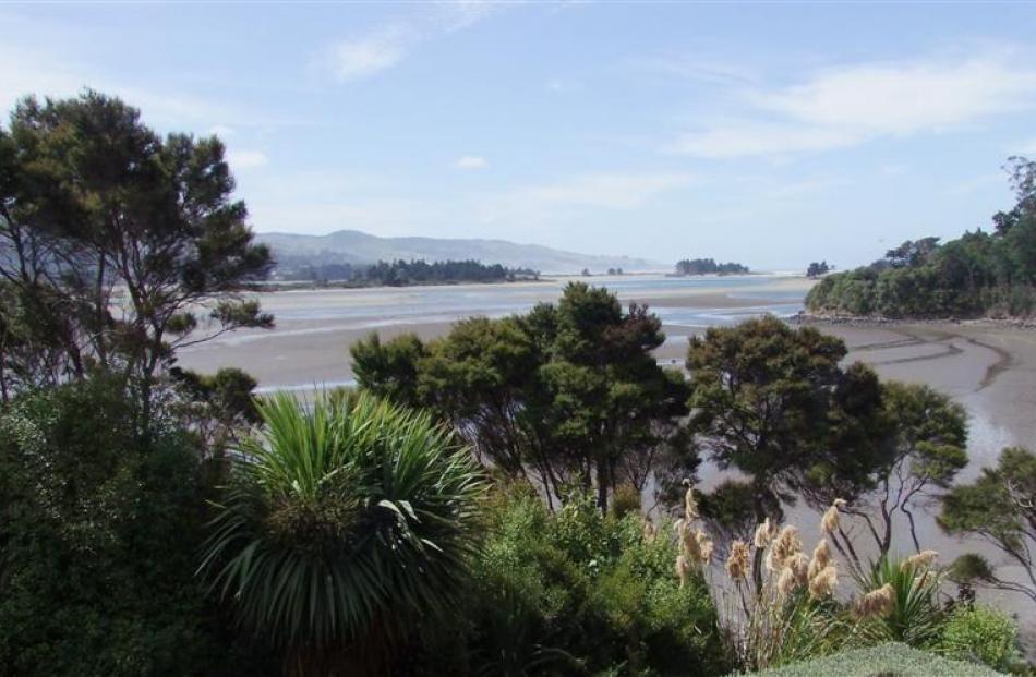 The view over the garden at Broadwater to the sea from upstairs.