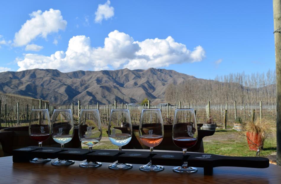 A tasting tray of red and white wines was on offer at River-T Estate wines in Kurow.