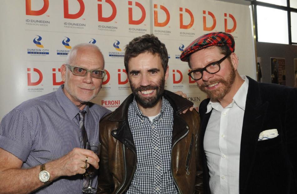 (From left) Australian fashion authority Nicholas Huxley with Lutz Huelle and David Ballu - Paris...