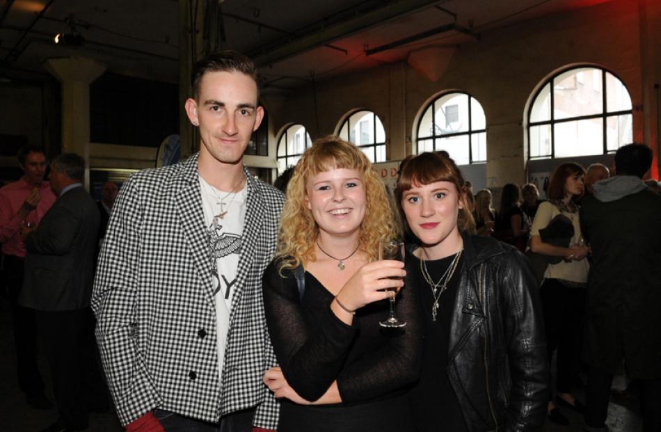 (From left) Emerging designer finalist Luka Mues, Morag McDonald and Jess Kitto all of Dunedin