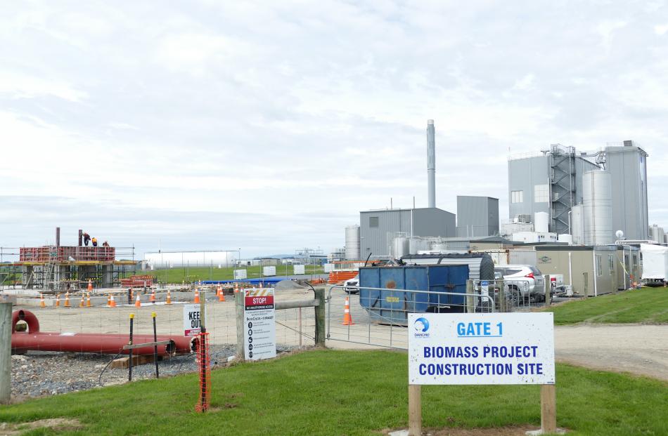 The biomass project construction site adjoining Danone’s Clydevale milk powder plant.
