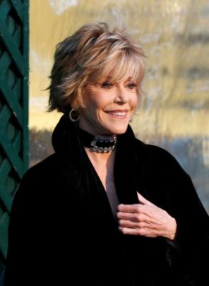 Actress Jane Fonda poses as she arrives for the world premiere of the video 'My Valentine',...