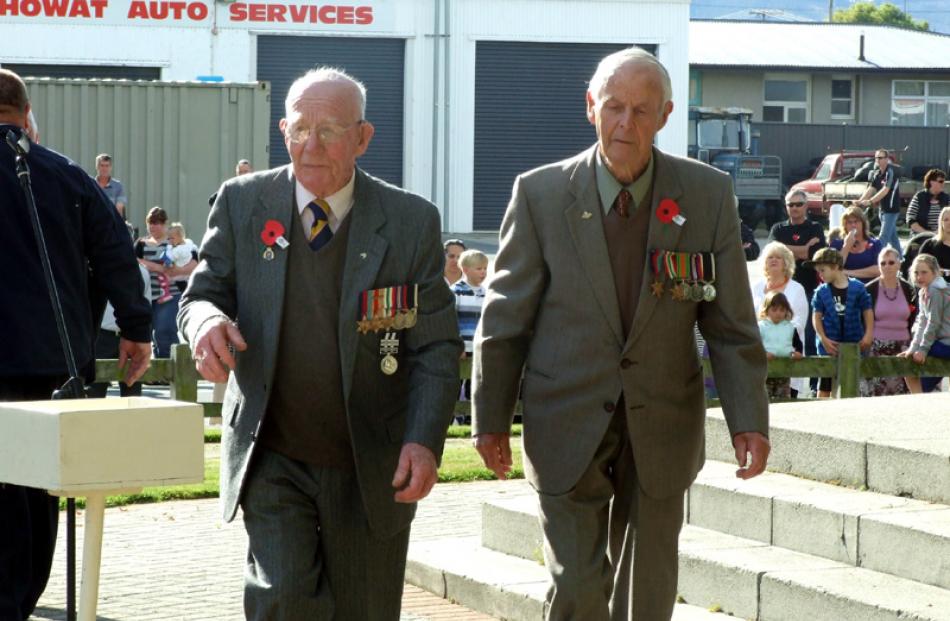 Second World War veterans William Sinclair (right) and Colin Flett, members of the Milton Bruce...