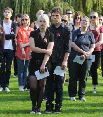 Students Caitlin Warwood and Cam Miller hope the  service will  become an annual event. Photo by...