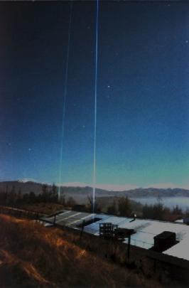 Lidar (light detection and ranging) equipment in action on a moonlit night at Lauder. Photos by...