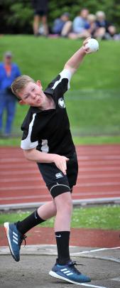 Lee Stream School’s George Tisdall (12) throws in the boys under-13 shot put.