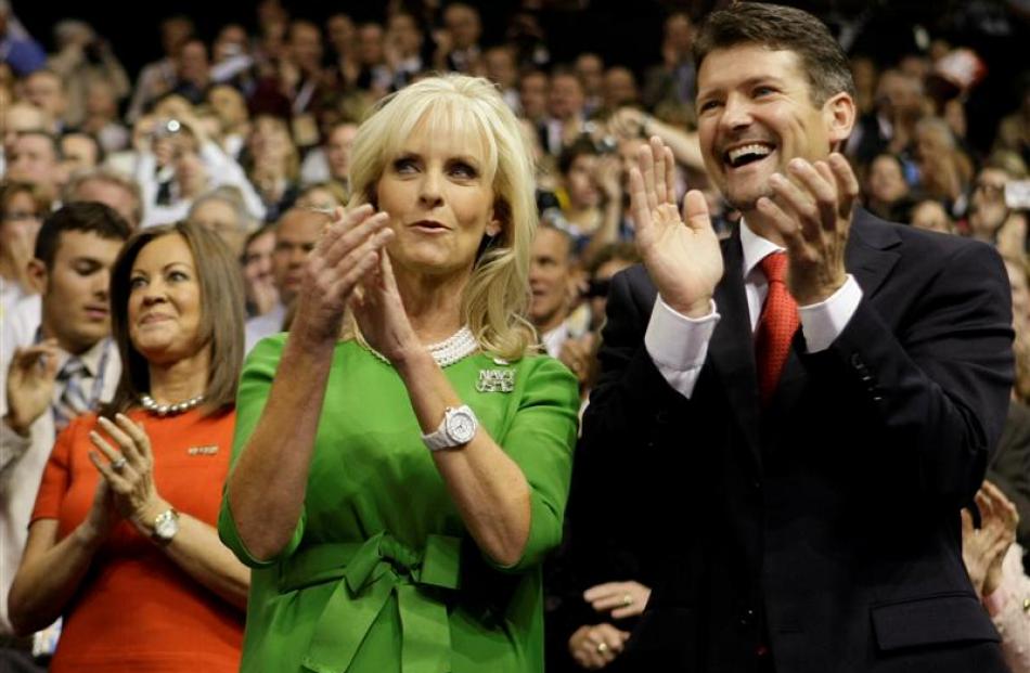 Cindy McCain, wife of Republican presidential candidate Sen. John McCain, and Todd Palin, husband...