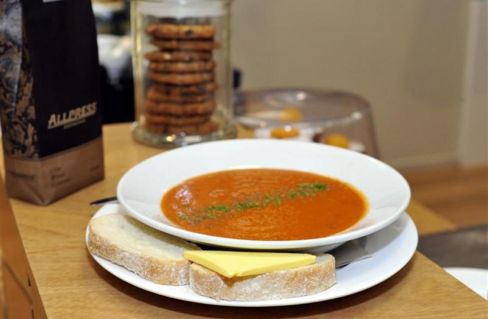 Arthur Barnett Cafe's tomato soup. Photo by Gregor Richardson