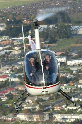 This 2005 photo shows a Robinson helicopter, piloted by then ODT reporter Joanna Norris under the...
