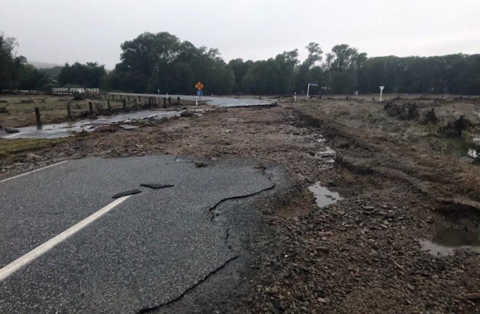 Patearoa Rd loses some of its surface. PHOTO: CENTRAL OTAGO DISTRICT COUNCIL/FULTON HOGAN