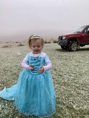 Hazel Begg (3), of Pukeawa, dressed as Elsa from the animated film Frozen, is in her element on...