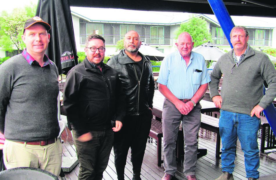 Franz Josef businessmen (from left) Logan Skinner, Adam Haugh, Billy Whiteman, Chris Roy and Ian...