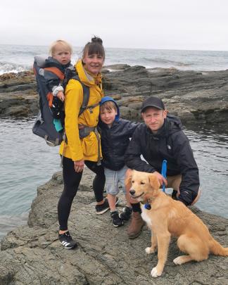 At the moki hole picnic spot at Papatowai are (from left) Henry (2), Jasmin, Beau (6) and Mat...