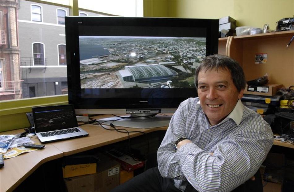 Animation Research Ltd chief executive Ian Taylor in his Dunedin office with a 3-D image of the...