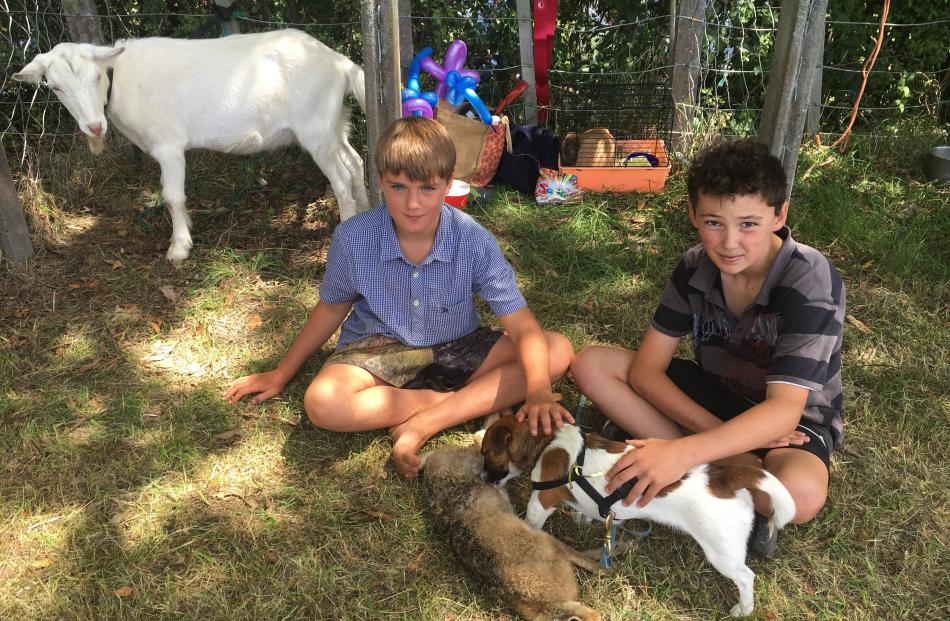 Banks Peninsula boys George Wright (10, left), of Takamatua, and James Stronach (9), of Pigeon...