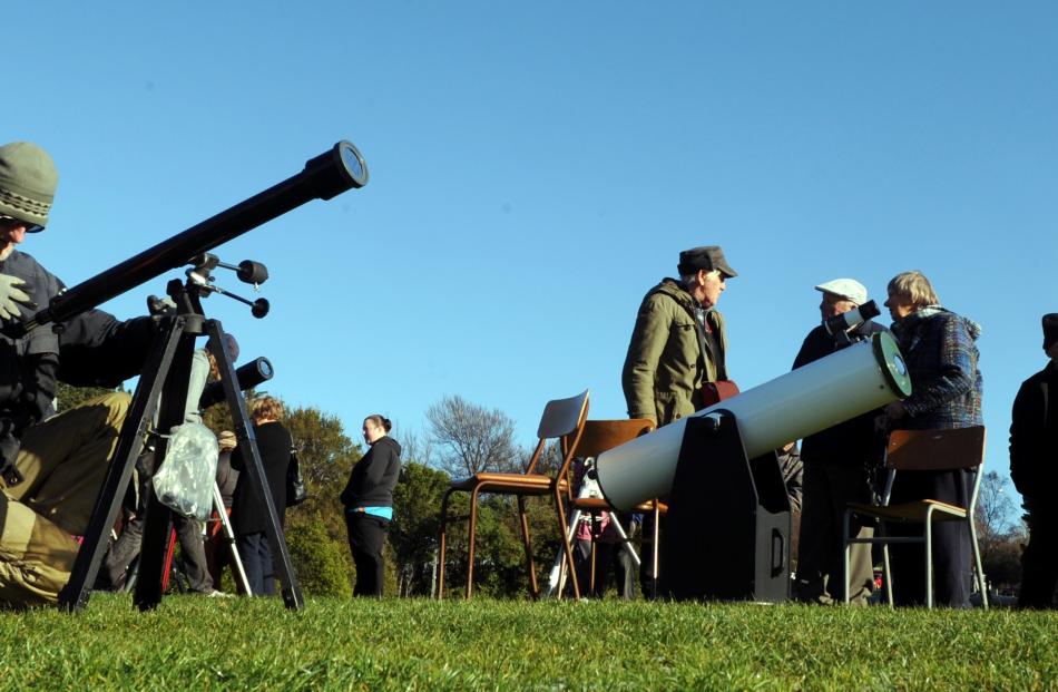 Plenty of telescopes and plenty of people could be seen at the Beverly Begg Observatory, Dunedin....