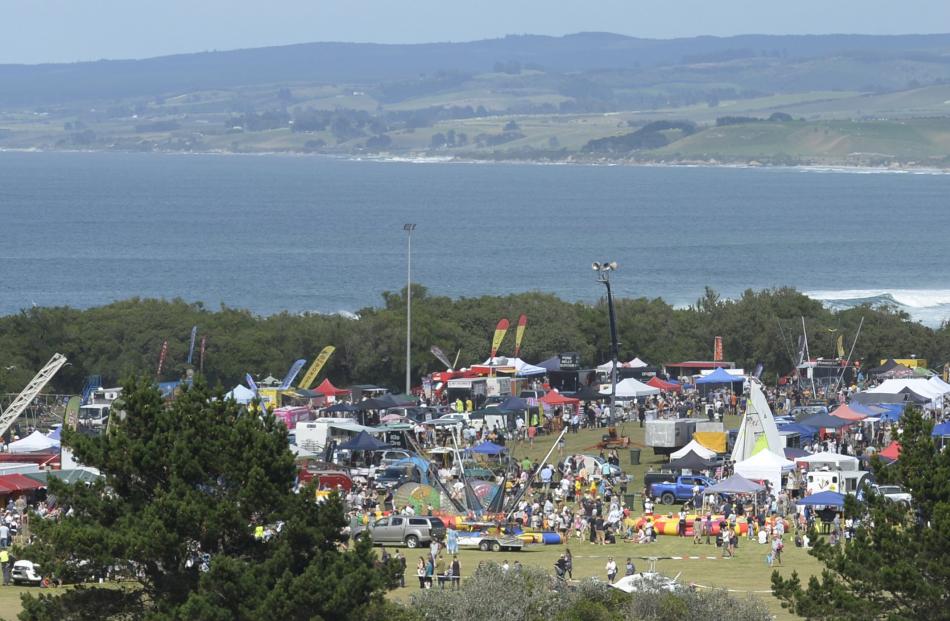Stalls, vehicles and people fill the Brighton Domain for yesterday’s gala.