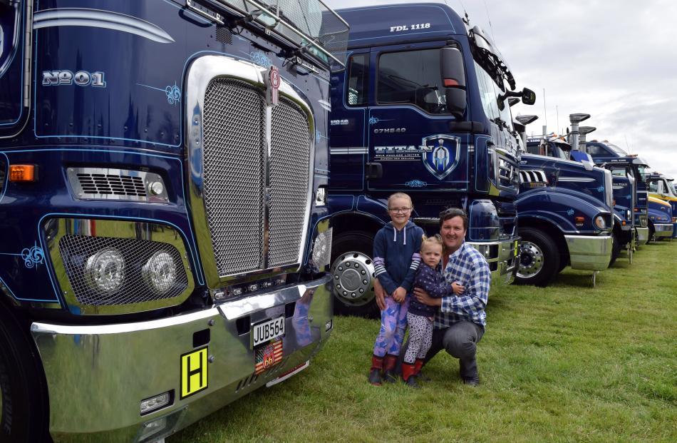 Visiting a truck display at the Otago Taieri A&P Show, in Mosgiel, on Saturday are Mat Kreft and...