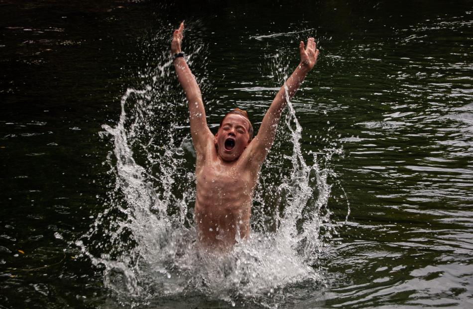 Timothy Niblock (11) goes for a swim in the swimming hole in Wanaka. PHOTO: SOPHIA NIBLOCK

