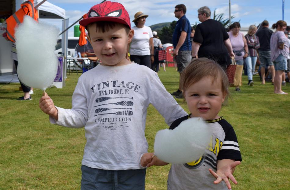  Eating candyfloss at the Brighton Gala Day on Sunday are brothers Hector (left, 3) and Ledger (1...