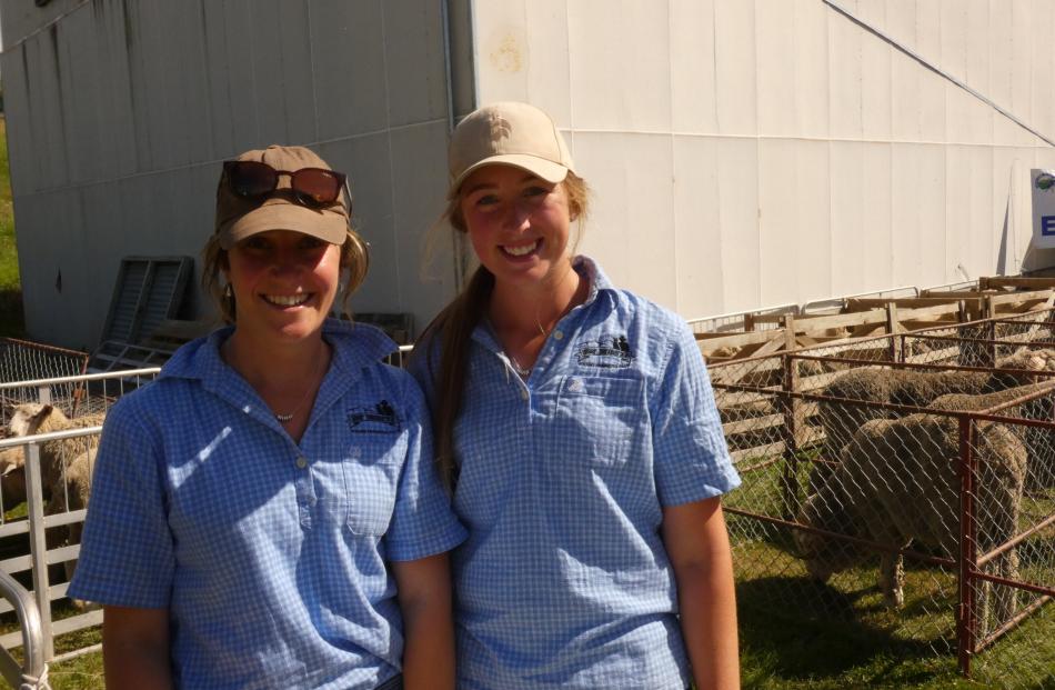 Nicole Dowling (left), of St Bathans, and Tahlia Dean, of Omakau, were on hand during the sheep...