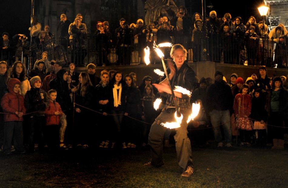 Fred Soederstrom of 'Firebugs' performs.