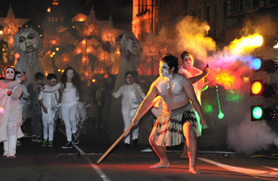 Beau Pene (15) leads the parade.