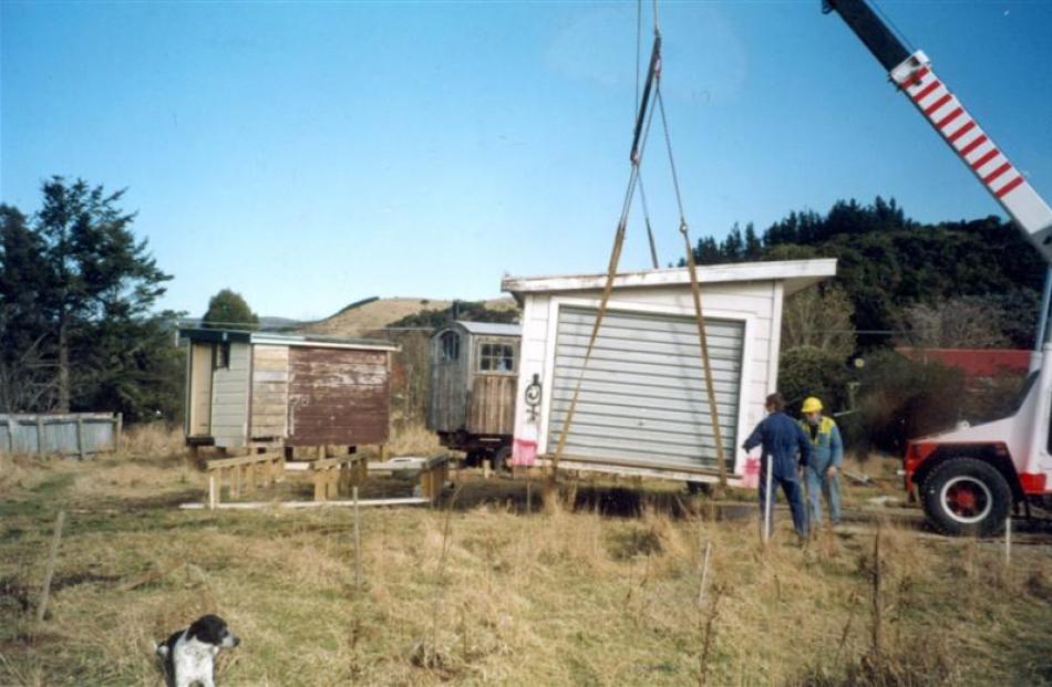 One of the sheds is put in place in 1998. Photo supplied.