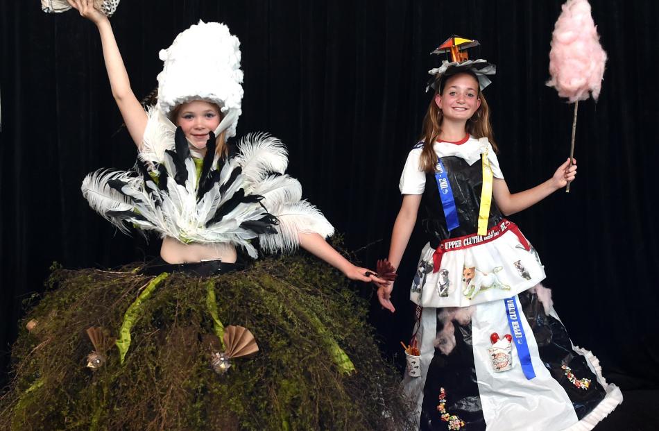Dressed to the nines in a pair of creative outfits at the Wanaka A&P Show were(left) Zora...