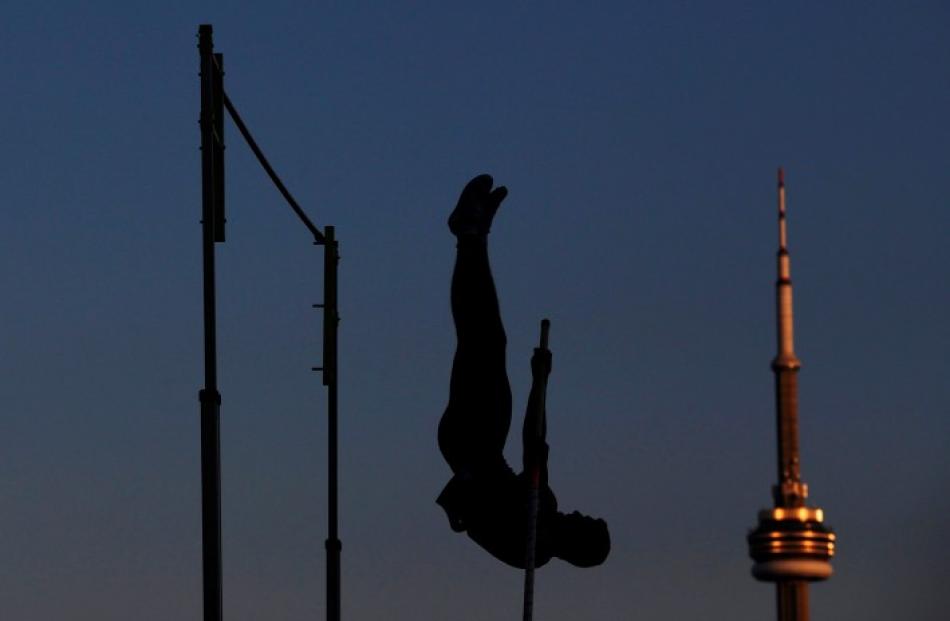 Dave McKay of Canada competes in the pole vault at the Toronto International Track and Field...