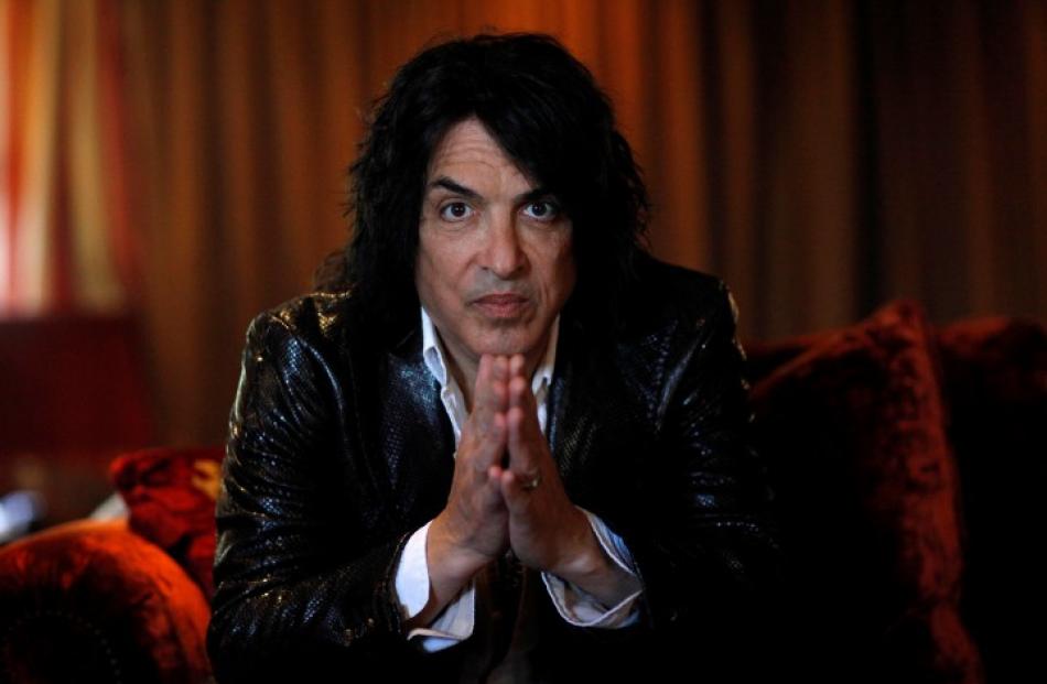 Paul Stanley, lead vocalist of Kiss, poses for a portrait at his home in Beverly Hills,...
