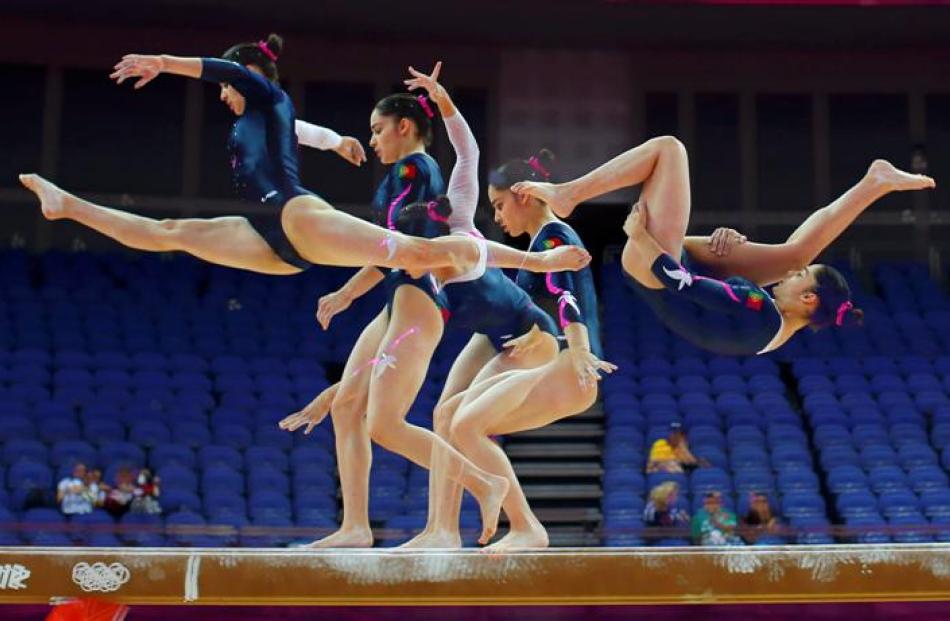 Zoi Mafalda Marques de Lima of Portugal attends a gymnastics training session at the O2 Arena....