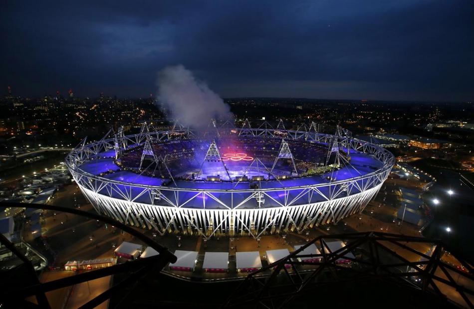 The Olympic Stadium during the opening ceremony. REUTERS/Marko Djurica