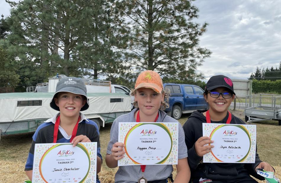 Waikari School’s ‘‘Klassic Keas’’ team of Jamie Oberholzer (left), Keygan Philp and Skyla Rata...