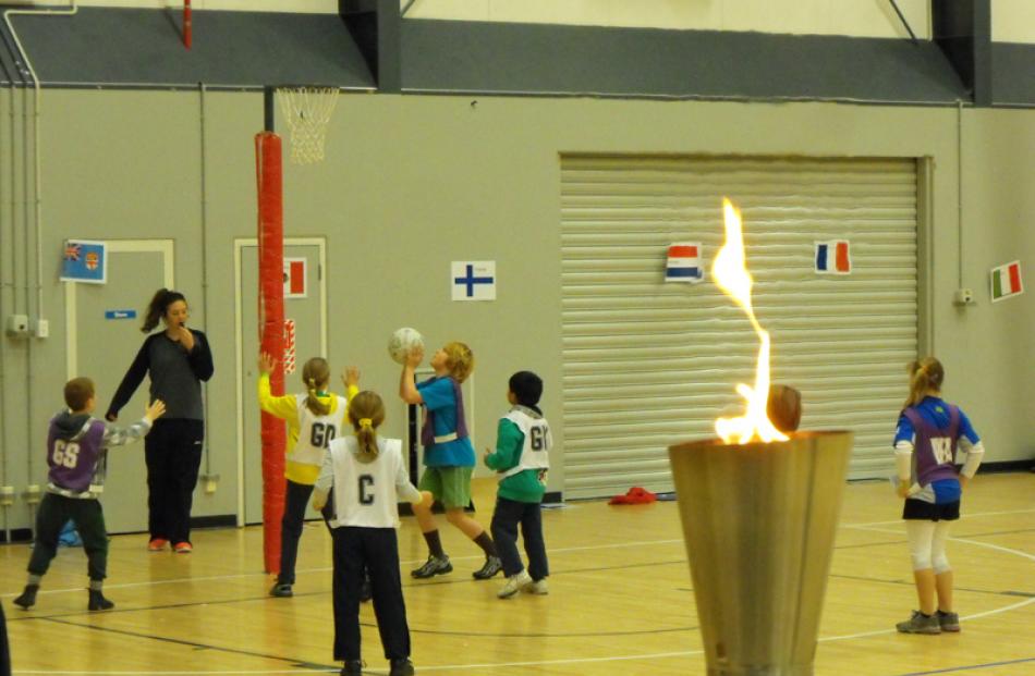 Battling it out behind the torch were Queenstown Primary pupils and Remarkables Primary pupils in...