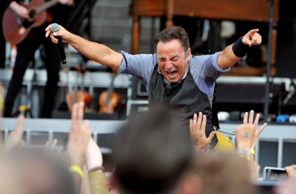 US musician Bruce Springsteen performs at the Olympic stadium in Helsinki. REUTERS/Viena Kytojoki...