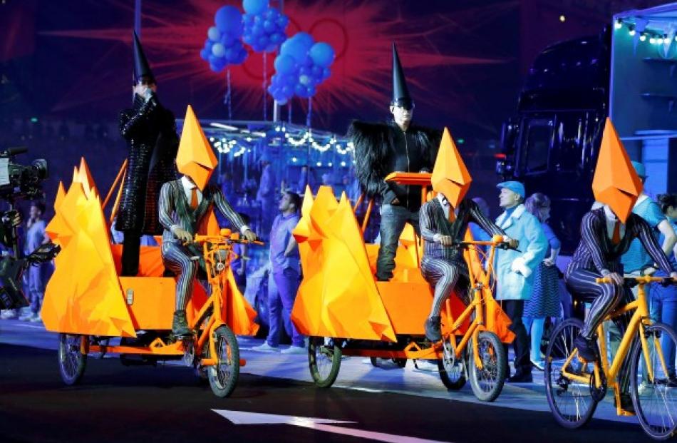 The Pet Shop Boys made a memorable entrance. REUTERS/Phil Noble