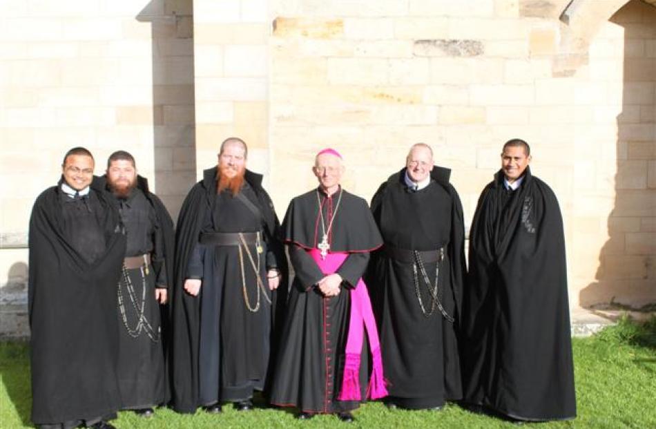 At the monastery on Papa Stronsay, Scotland,  are (from left) Br Jean-Marie (India), Br Xavier...