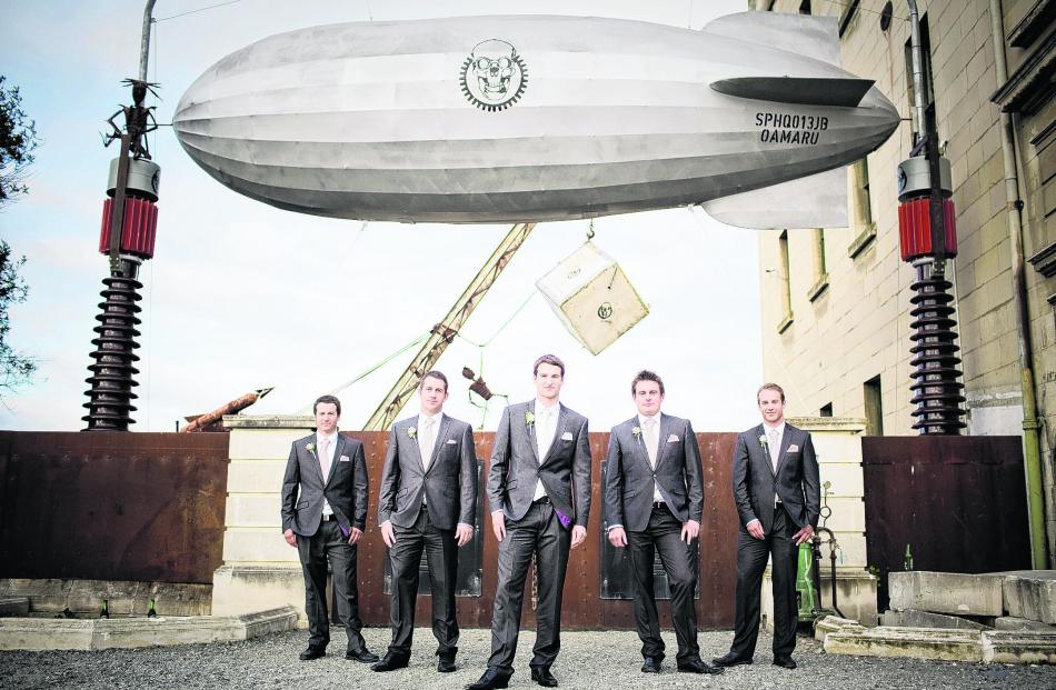 Craig Smith and his attendants. Craig married Melissa Winter at Teschemakers, near Oamaru, in...