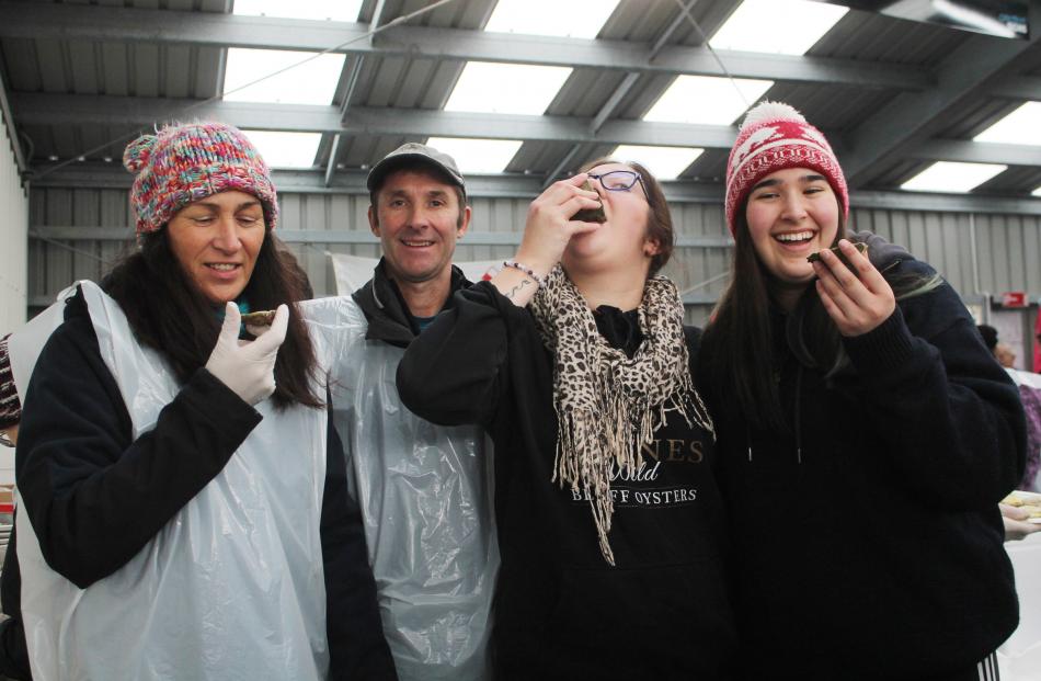 Missi, Max, Leah and Kiriama Russell share a family tradition at the Bluff Oyster & Food Festival.