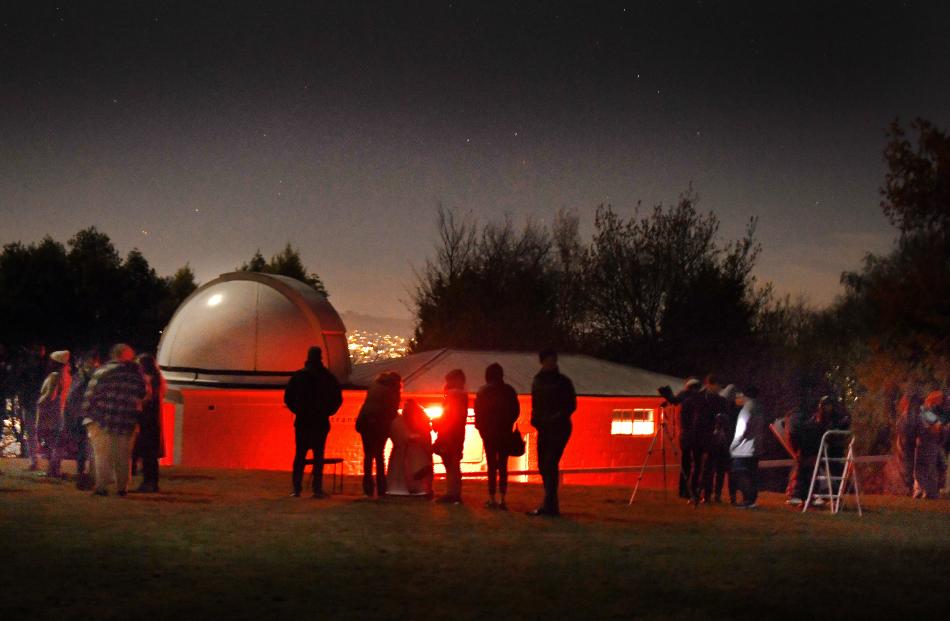 Super blood moon watching proved popular at Beverly-Begg Observatory, in Dunedin, on Wednesday...