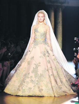 A haute-couture wedding gown by Elie Saab, shown in Paris last month. GETTY IMAGES
