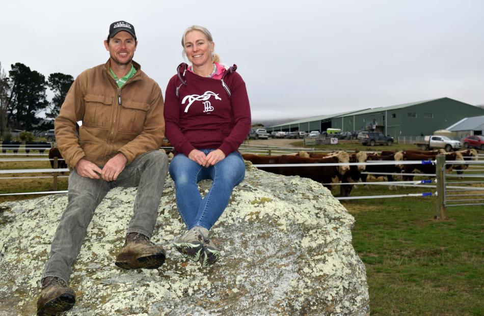 Earnscleugh Station owners Duncan and Amanda Campbell relax after their 36th Annual Bull Sale...