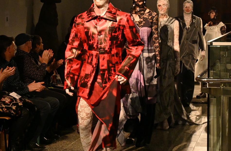 The striking garments from designer Jing He, of Massey University, are showcased on the runway at...