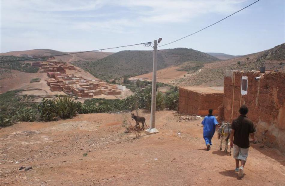 Trekking to a Berber village in the hills behind Mirleft.