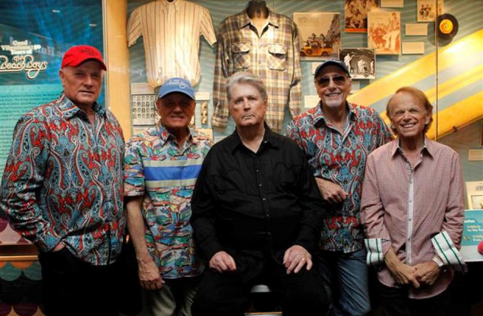 The Beach Boys (L-R) Mike Love, Bruce Johnston, Brian Wilson, David Marks and Al Jardine pose...
