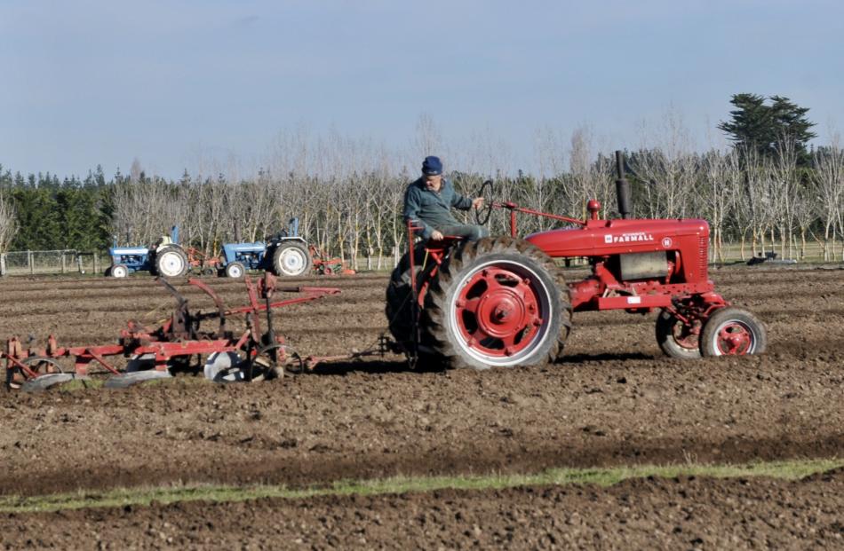 Merv Armstrong, of Oxford, ploughs using his David Brown tractor during the first day of the two...