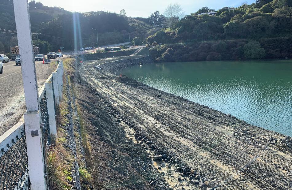 Reclamation continues at Blanket Bay to create ground  for the shared path. PHOTO: JASON FORBES